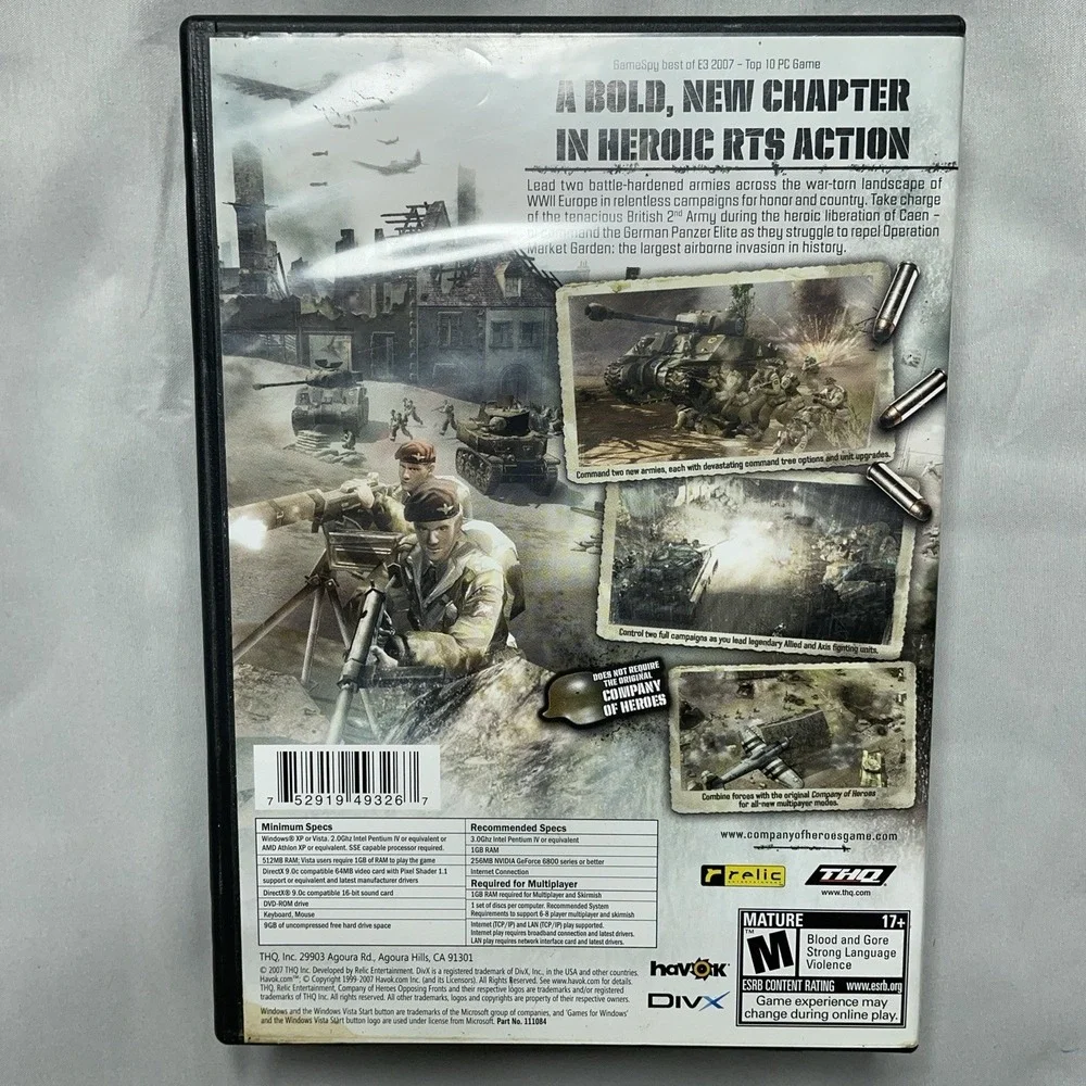 Company Of Heroes Opposing Fronts + GOTY PC Game Discs & Case No Manual THQ